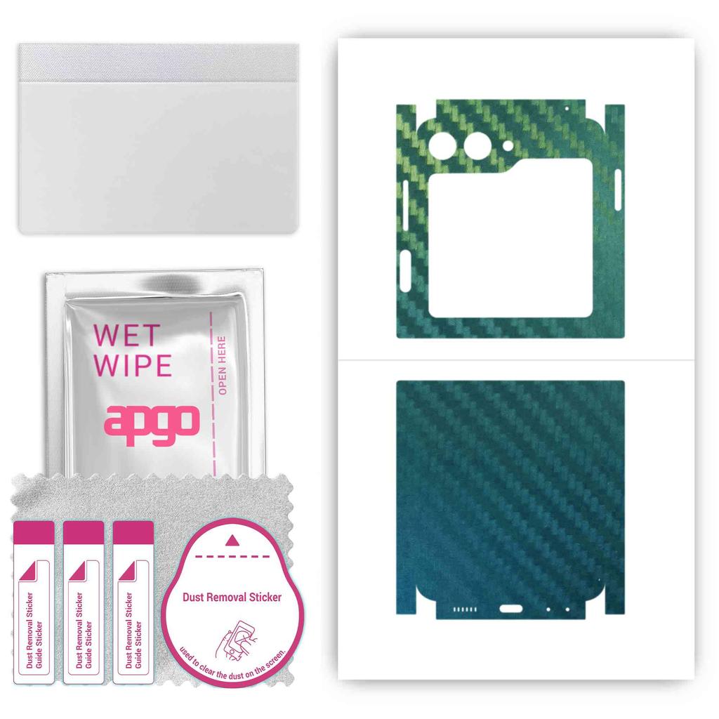 apgo Protective Skin Sticker for the Back+sides Compatible with Samsung W24 Flip, Full Wrap Film, Foil, Vinyl - Pattern Carbon Chameleon CAKA1