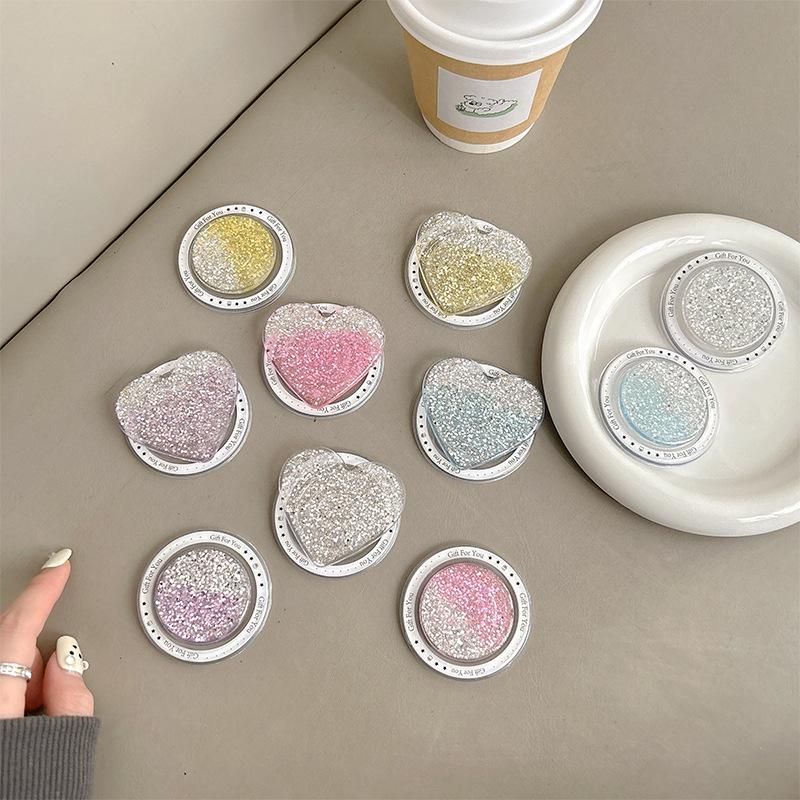 Round Glitter Love Mobile Phone Airbag Bracket Wind Magnetic Suction Magsafe Back Sticker Women'S Small Fresh Ring