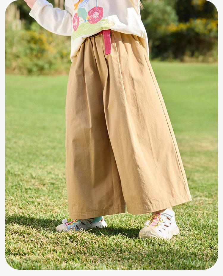 Dududu Home Girls' Pure Cotton Wide-Leg Pants - Spring 2026 New Arrivals for Toddlers & Kids