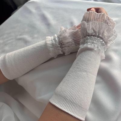 Kadın Uzun Elastik Kol Kollukları Dantel Örgü Bilek Manşetleri Sıcak Yumuşak Eldivenler Lolita Sahte Manşetler Kazak Dekoru Kız Mizaç Moda Kombinasyon Dekoru