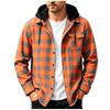 Men's Casual Long Sleeve Plaid Shirt Jacket with Hood and Pockets, Button Down Loose Fit