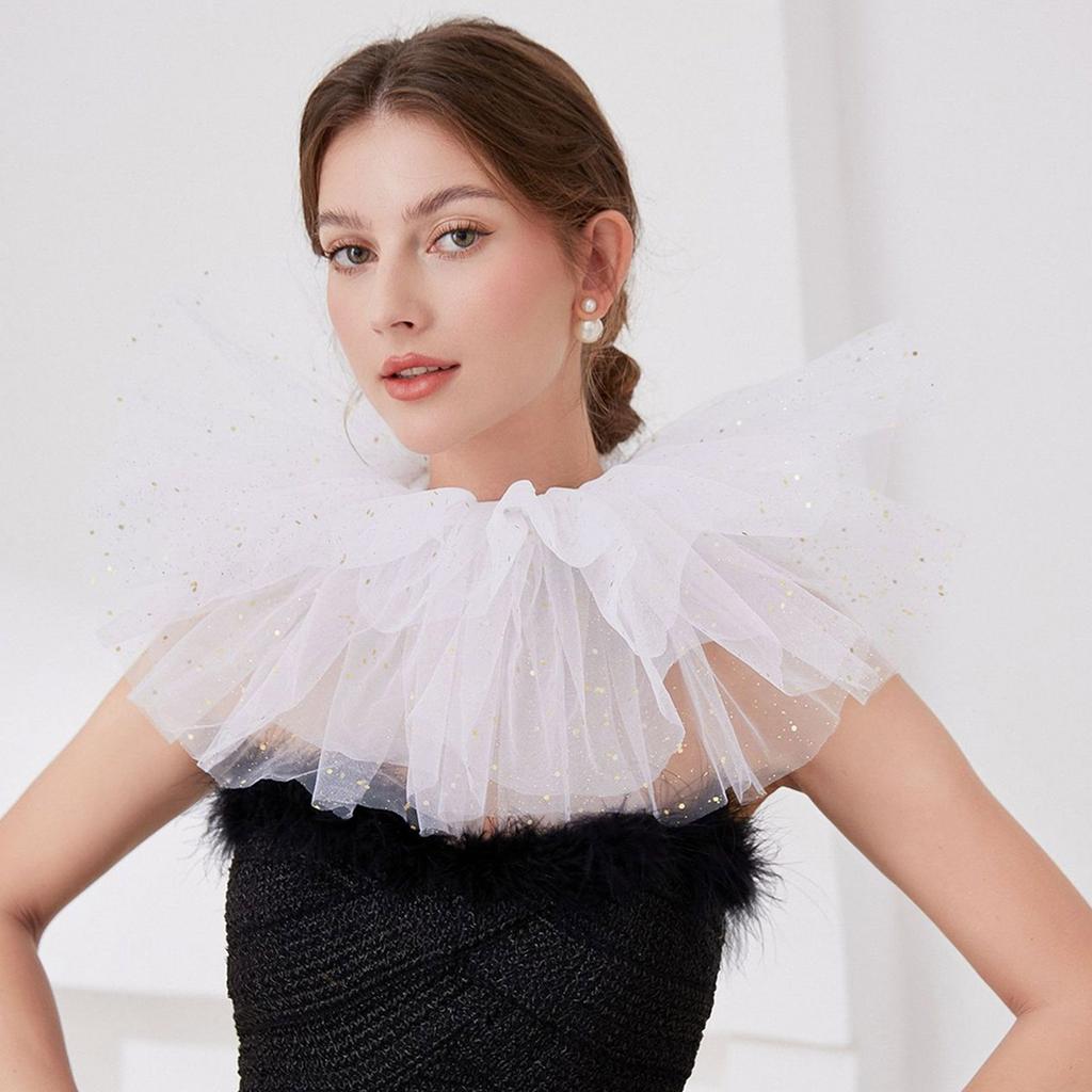 Multipurpose Jabot Collar Lace Puff Collar for Masquerades Parties Cosplay Event Costume Neckwear Collar for Roleplay