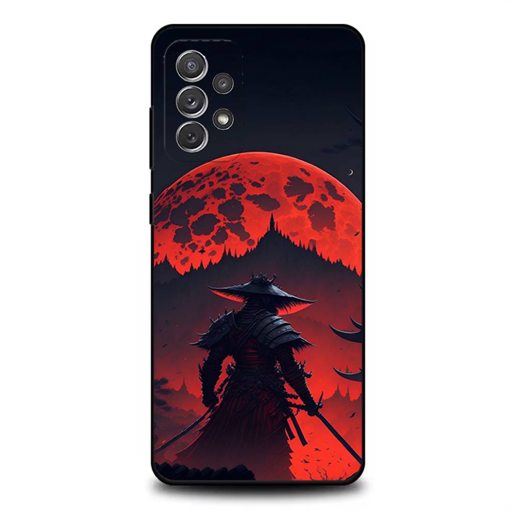 Japanese Bushido Samurai Phone Case For Samsung S 25,24,23,22,30,21,10,9,Ultra,Plus,Lite,FE,4,5G Black Soft Case