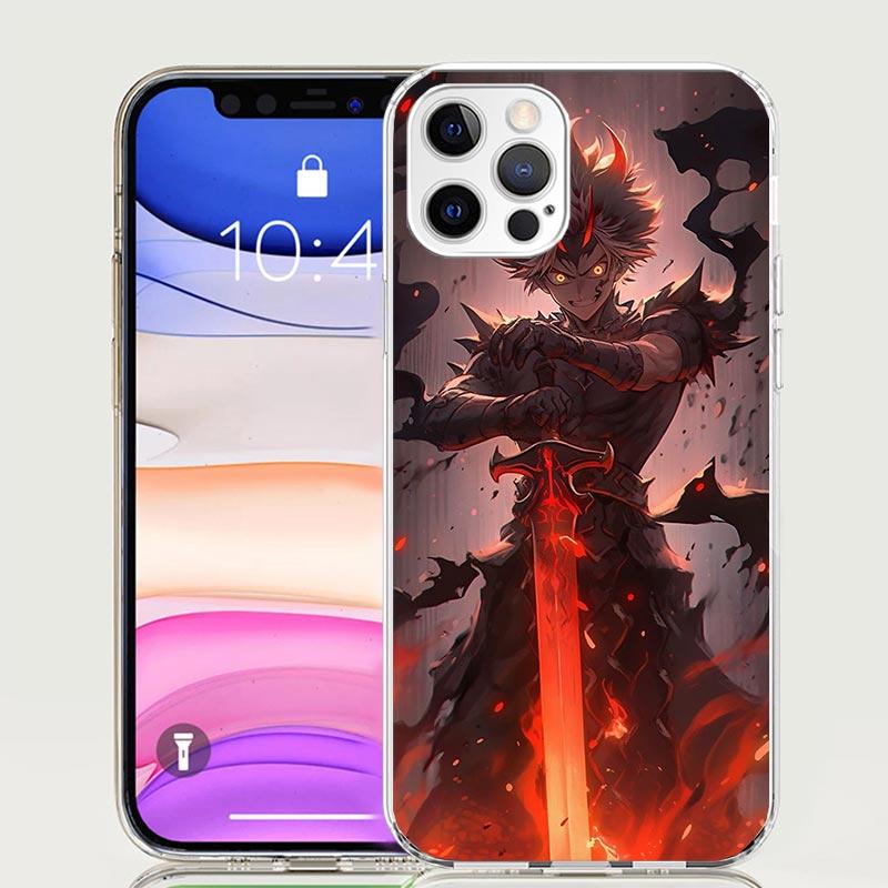 

Черный чехол для телефона с аниме-рисунком C-Clovers для iPhone 17 Air 16 15 Plus 11 14 Pro Max 13 Mini 12 7 8 + SE, художественный узор, персонализированная обложка 17 iPhone 12 (12 Pro)