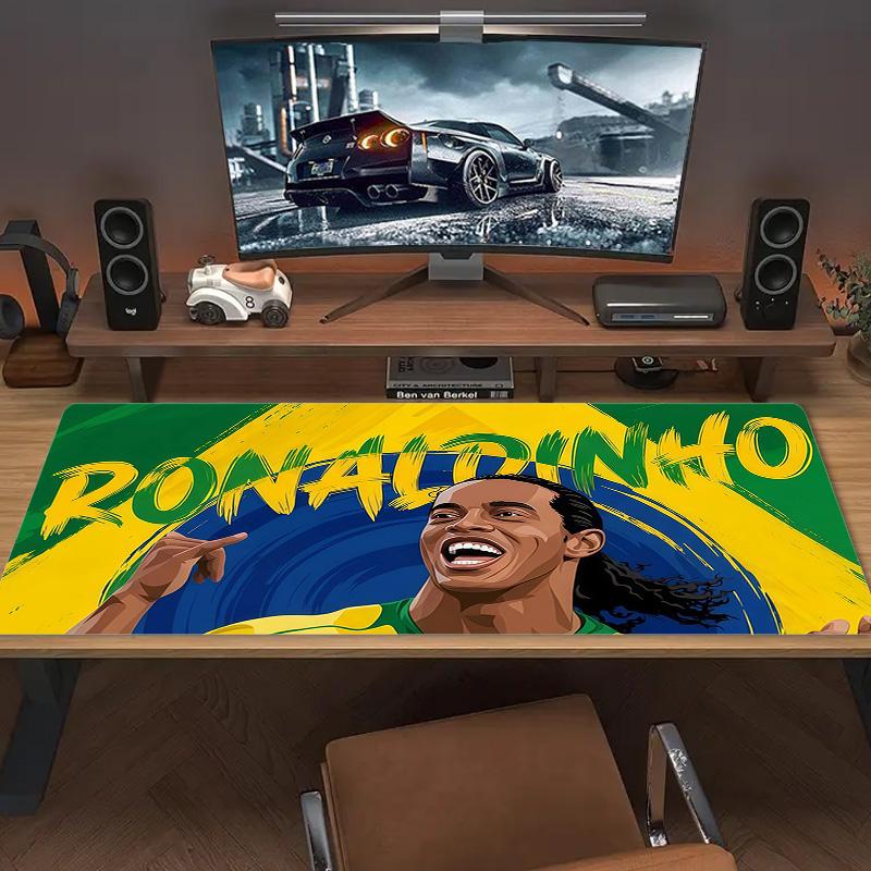 Ronaldinho Druck Kissen Rutschfest Laptop Tablet Großes Mauspadd XXL Matte Mini-PC Spielmatte Mit Verriegeltem Rand