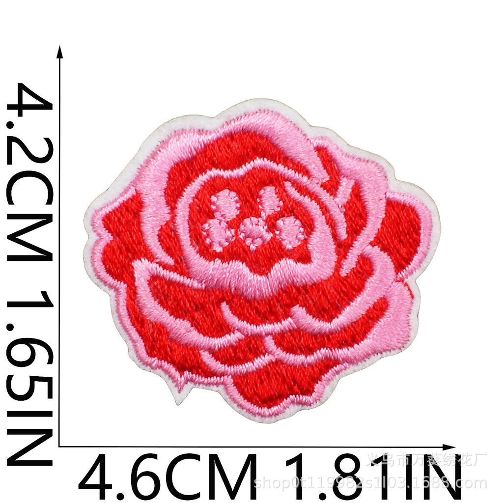 Small Daisy Embroidery Cloth Sticker Cartoon Peony Flower Bag Decoration Computer Embroidery Beautiful Small Red Flower Patch Ironing