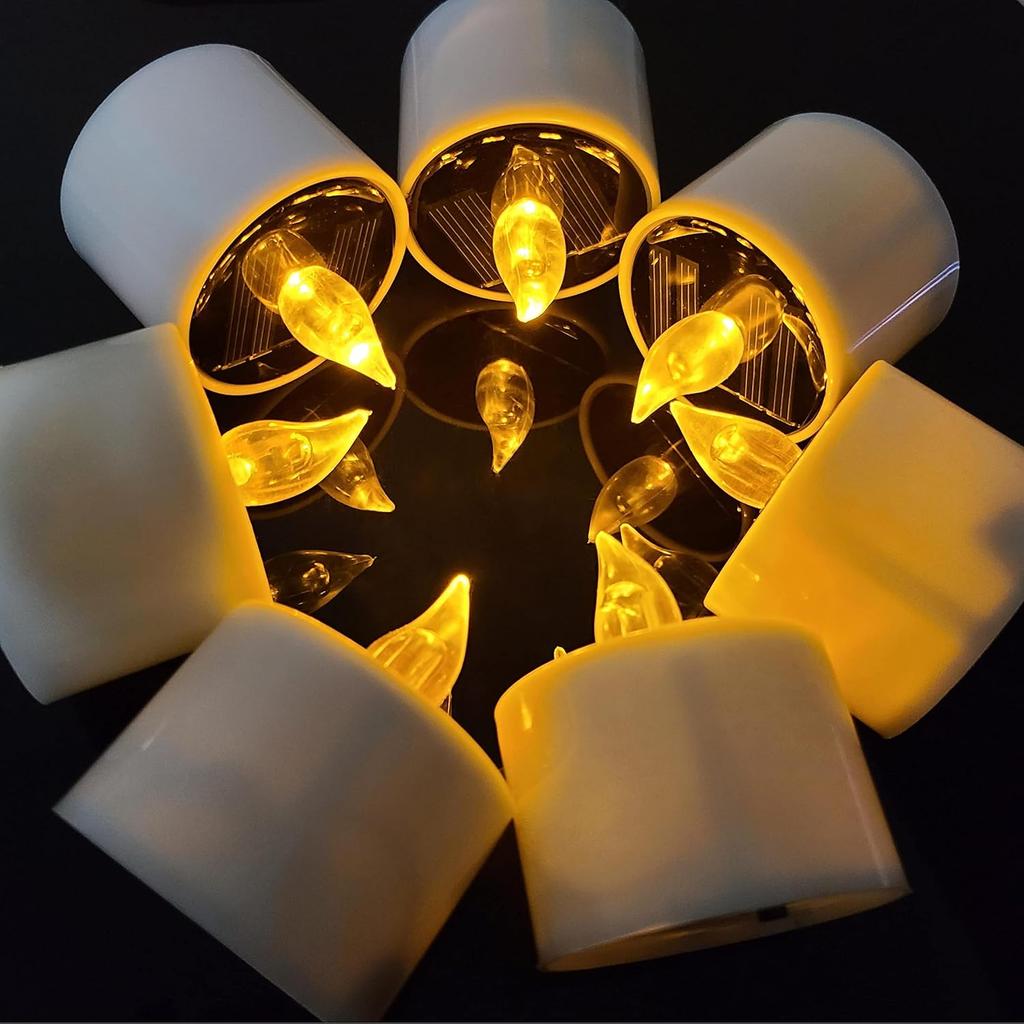 Solar Teelicht LED Kerzen Außen Wasserdicht Flammenlose Solar Teelichter Wiederaufladbare Kerzen für Party Garten Heim Deko