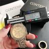 CONTENA Brand Fashion Dress Watch Ladies Luxury Rhinestone Quartz Watch Women Gold Watch