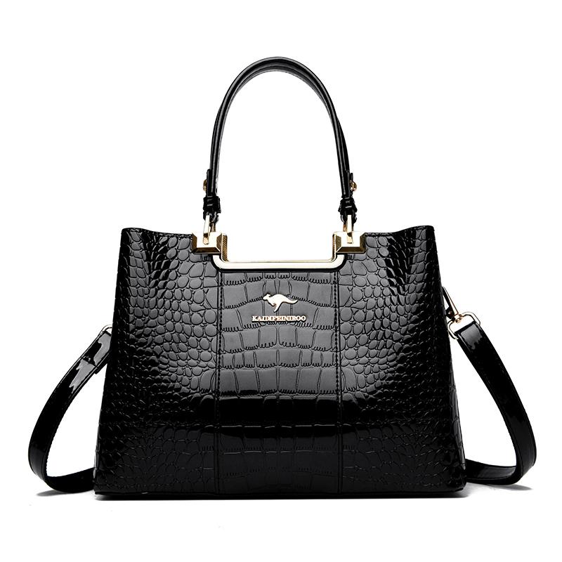 

Mother s Day New Crocodile Pattern Shoulder Bag Ladies 2026 Style Plaid Handbag Multi Layer Street Trend PU Medium Square Bags чёрный