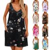 Women's Casual Print Summer Bohemian Beach Dress With Pockets V Neck Tank Dress