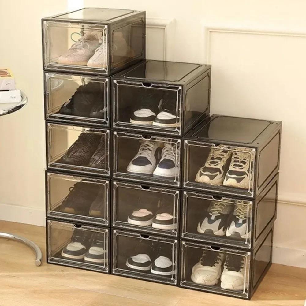 New Transparent Basketball Shoe Box Acrylic Dust-proof Storage Box with Suction Anti-oxidation Shoe Cabinet Household Dormitory