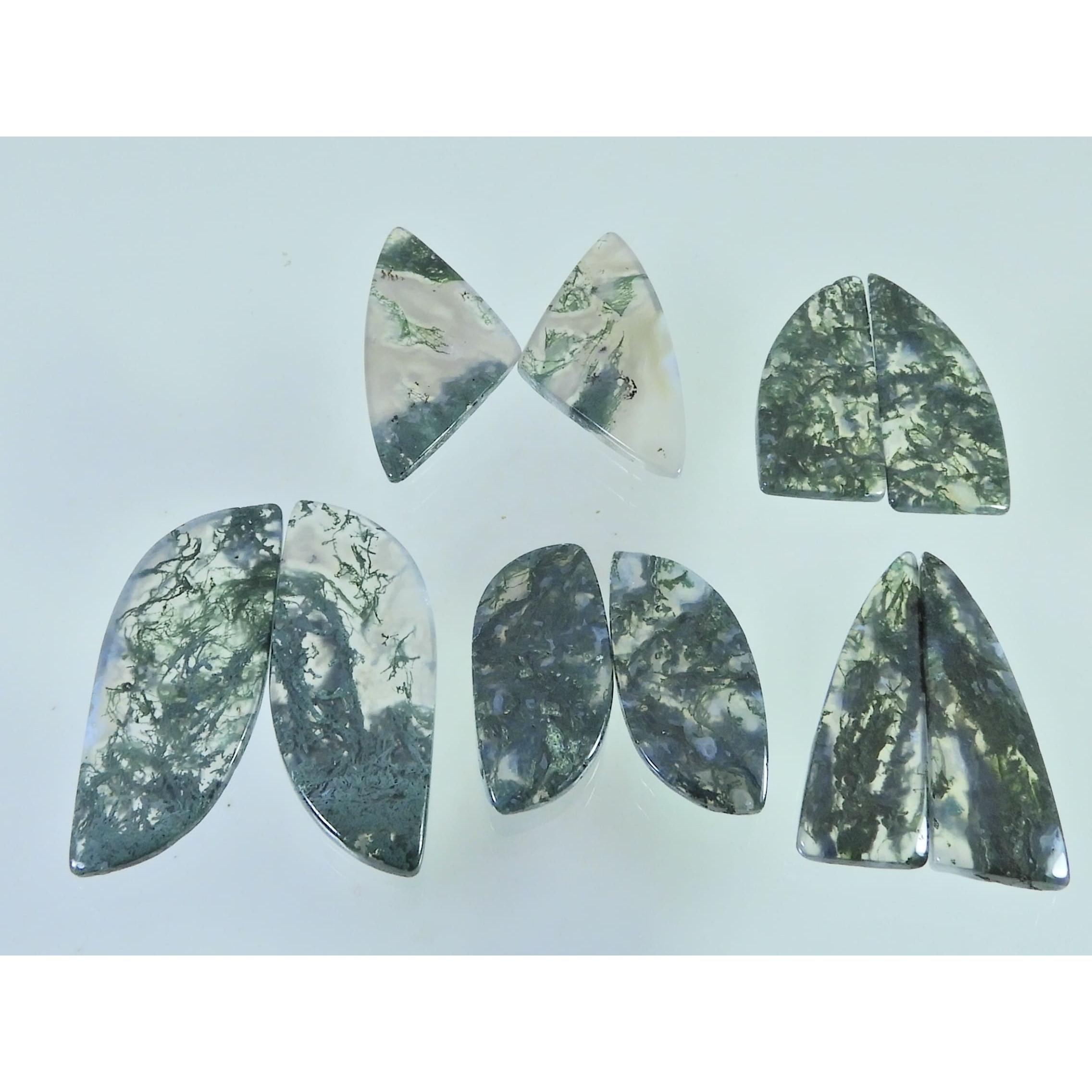 167Cts. Natural Moss Agate Matched Pair Fancy Cabochon Gemstone 05 Pair Lot C-2287