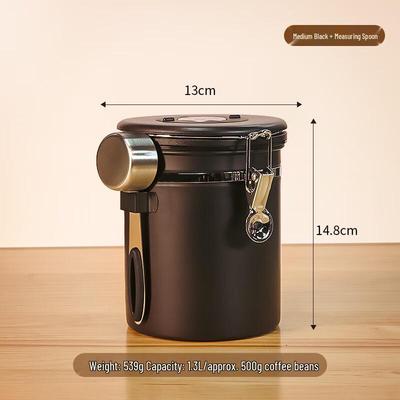 Airtight Stainless Steel Coffee Canister with Spoon