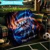 1PC Custom Name Blanket Thunder Basketball Team Flannel Blankets Patterns Throw Blanket All-Season Soft Gift for Couch, Bed, Camping, Birthday Gifts