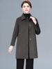 Women's Plus Size Mid-Length Wool Coat - Double-Sided, Fashionable Autumn/Winter Outerwear for Middle-Aged and Elderly
