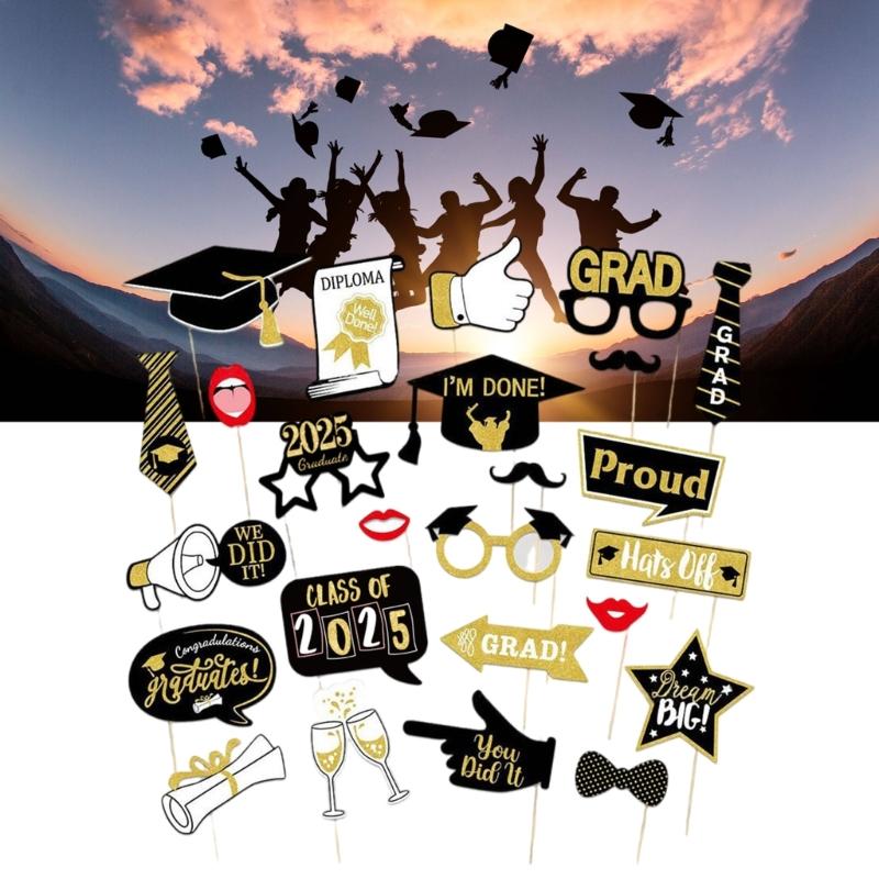 25Pcs Class Of 2025 Graduation Decoration Funny Graduation Photography Props Class Of 2025 Graduation Party Decoration