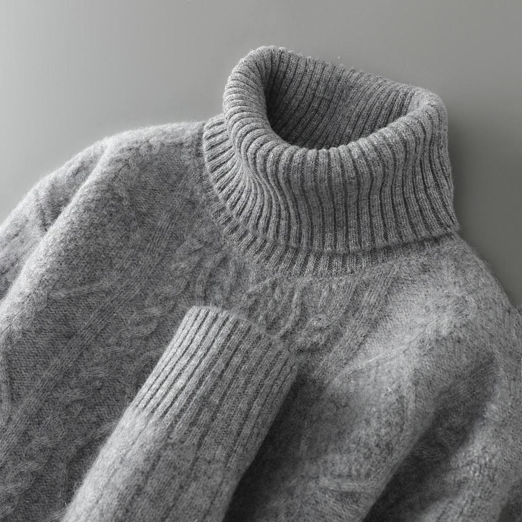 Men's 100% Pure Wool High Neck Jacquard Sweater - Autumn/Winter 2025 Collection