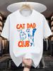 Unisexs Soft Cotton Crew Neck Tee Cat Dad Club Cartoon Kitten Graphic Gift For Male Cat Lovers Casual Daily Short Sleeve Wear Top