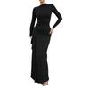 Women's Casual Fashion Long Sleeve Color Slim Waist Dress