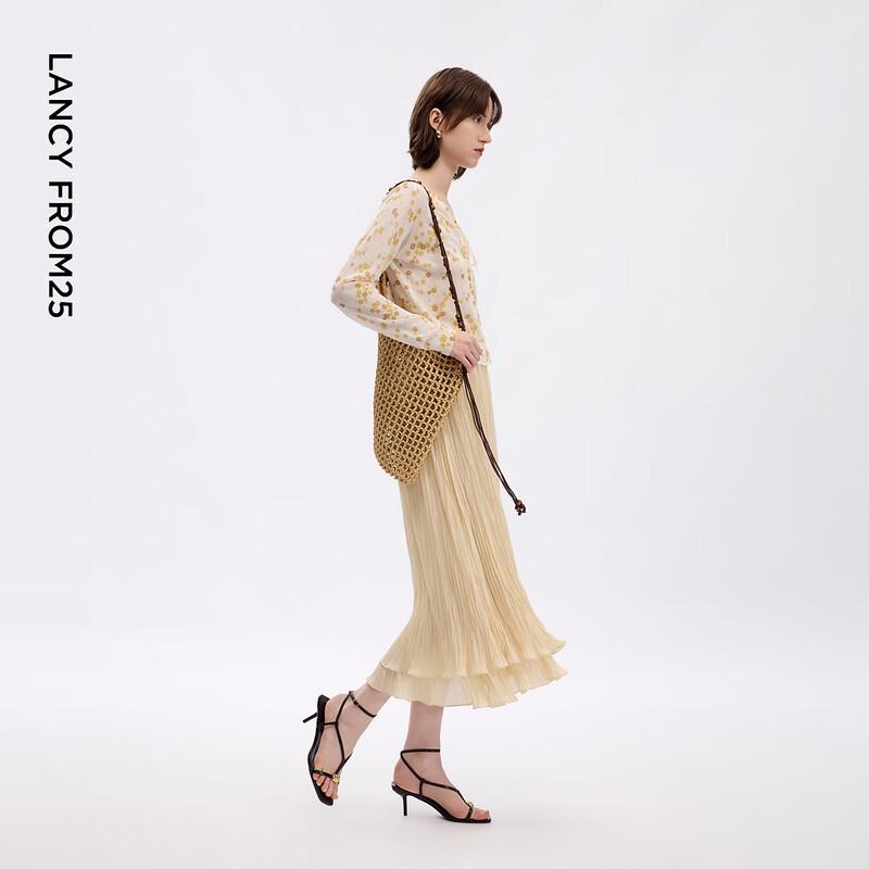 Langzi Retro Double-Layer A-Line High-Waist Long Skirt