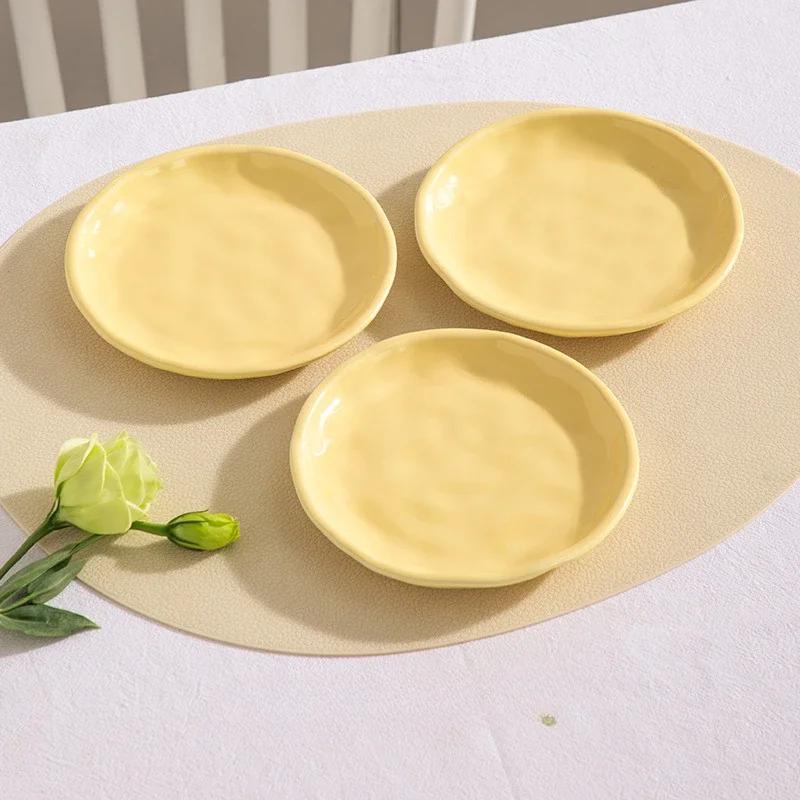 Cream Luxury Plate Bone Dish Household Food Grade Ceramic Snack Cake Dining Table Storage Decoration Ins
