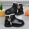 2025 New Girls Boots Classic Butterfly Sweet Princess Kids Shoes  Non-slip Round-toe Versatile Soft Children Boots