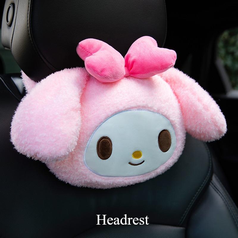 Cute Kuromi Hello Kitty Cartoon Car Neck Pillow Headrest Interior Pillow Soft Comfortable Travel Pillow for Car