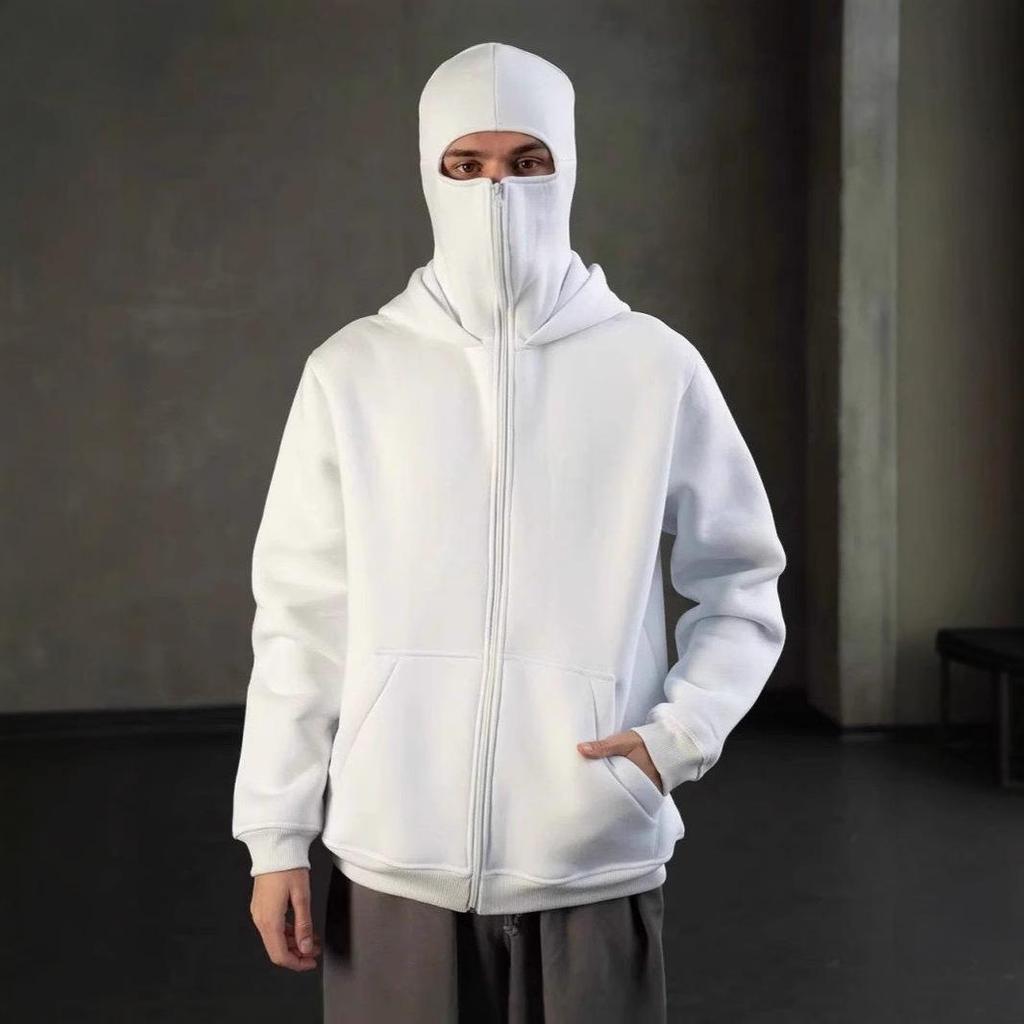 Unisex Sweatshirt med Dubbel Huvuva och Maskerad Dragkedja - Höst Lätt Bräda Edition