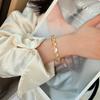 Handmade Natural Citrine Clear Quartz Beaded Bracelet Women Fresh Style Single Circle Design