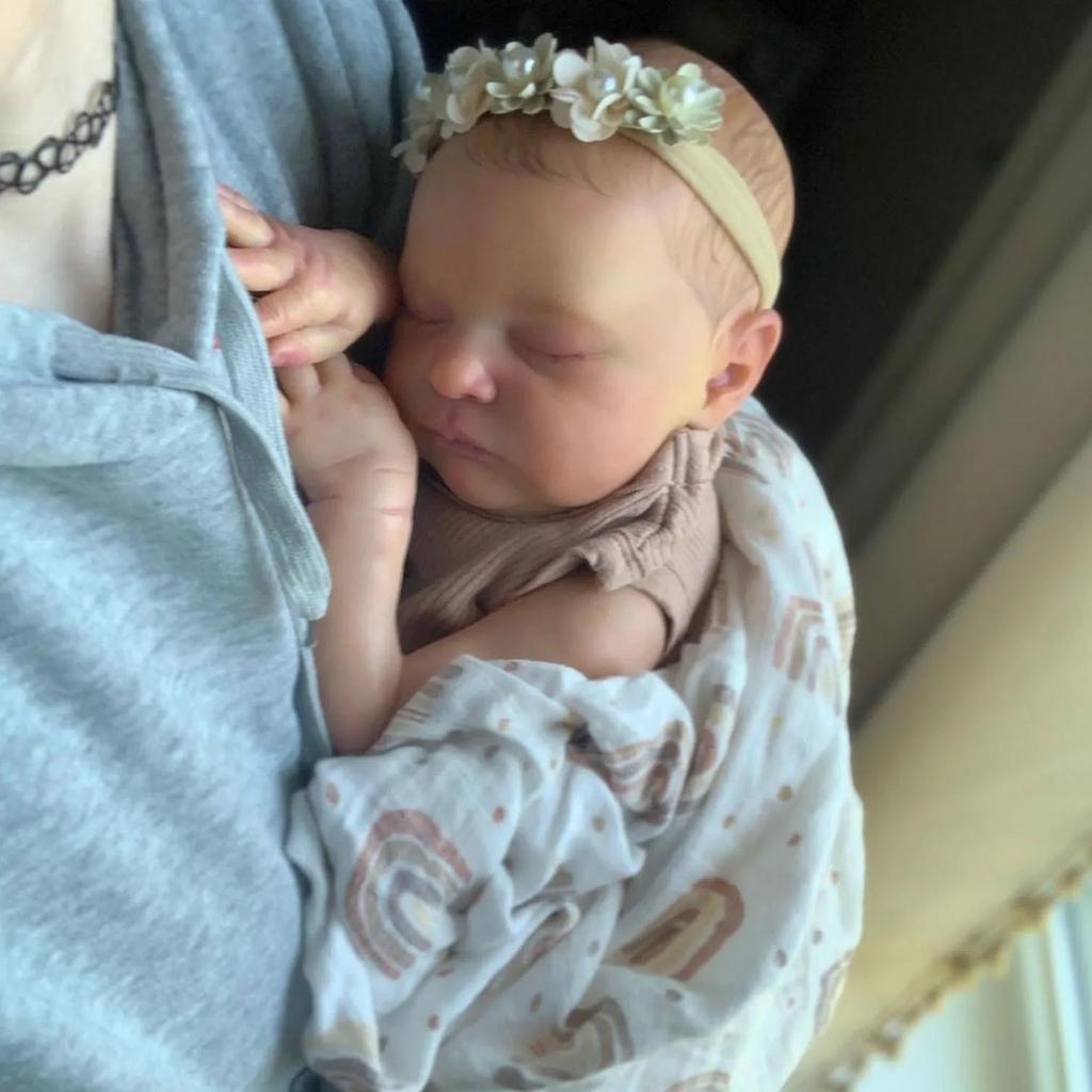 BZDOLL 20inch 50cm Like Real Soft Vinyl Asleep Reborn Baby Doll Toy with 3D Skin with Visible Veins Cloth Body Girl Kid Birthday Gift