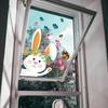 Cute Rabbit Butterfly Sticker Easter Window Glass Decoration Static Stickers Shop Window Decor Cartoon Home Holiday Decoration