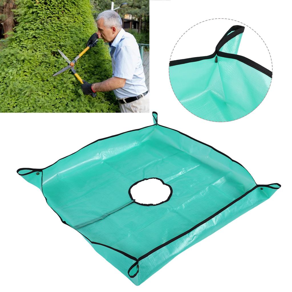 Landscape Tarp 7.8in Hole Water Proof Pruning Tarp with 4 Corner Buckle for Bush Shrub Tree Trimming