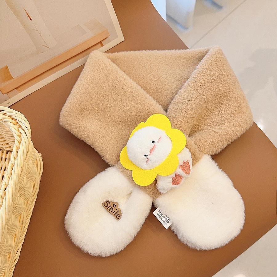 Autumn and winter baby scarf cute boys and girls cute long-tailed rabbit plush scarf boys thickened warm super cute neck cover