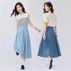 Giordano Women's Lightweight Denim Pleated Midi Skirt