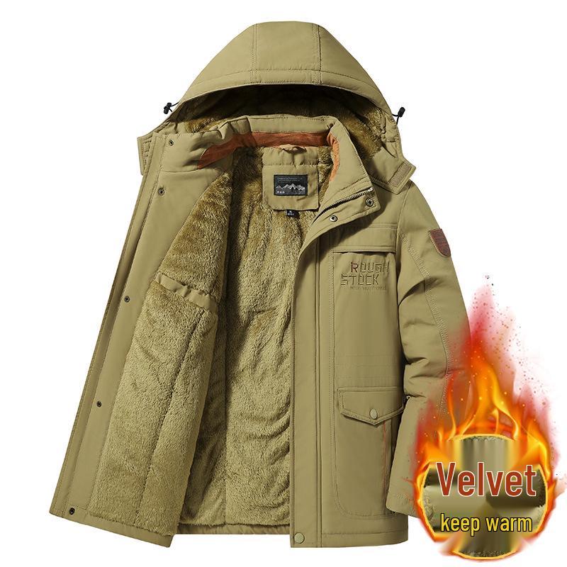 Men's Outdoor Thickened Mid-Length Velvet Jacket: Versatile, Stylish Windbreaker for Winter Cold Protection