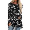 Women's Fashion Casual Long Sleeve Print Round Neck Pullover Top Blouse