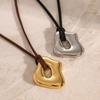 Sophisticated Stainless Steel Waterproof Irregular Geometric Metal Wax Rope Necklace Accessory Fashionable Jewelry Gift