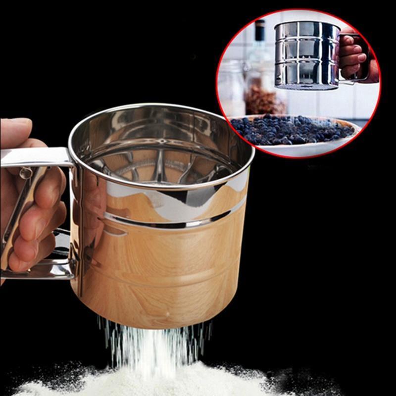 Nová mechanická mouka Cukr Poleva Síto Síto Šejkr Kuchyňské nářadí na pečení Nerez