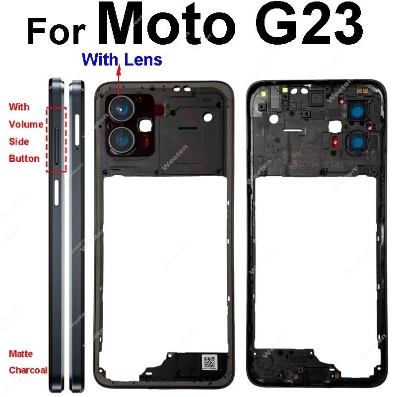 Für Motorola MOTO G13 G23 Mittelrahmenabdeckung Mittelrahmen-Blende mit Linsenrahmen Ersatz-Reparaturteile