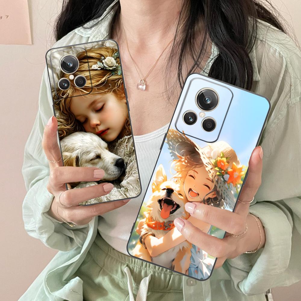 Girl Dog Puppy Matte TPU Mobile Phone Case for Realme GT 8 Neo Pro C75 73 71 C67 65 C55 53 C35 31 C20 15 Colorful Cover
