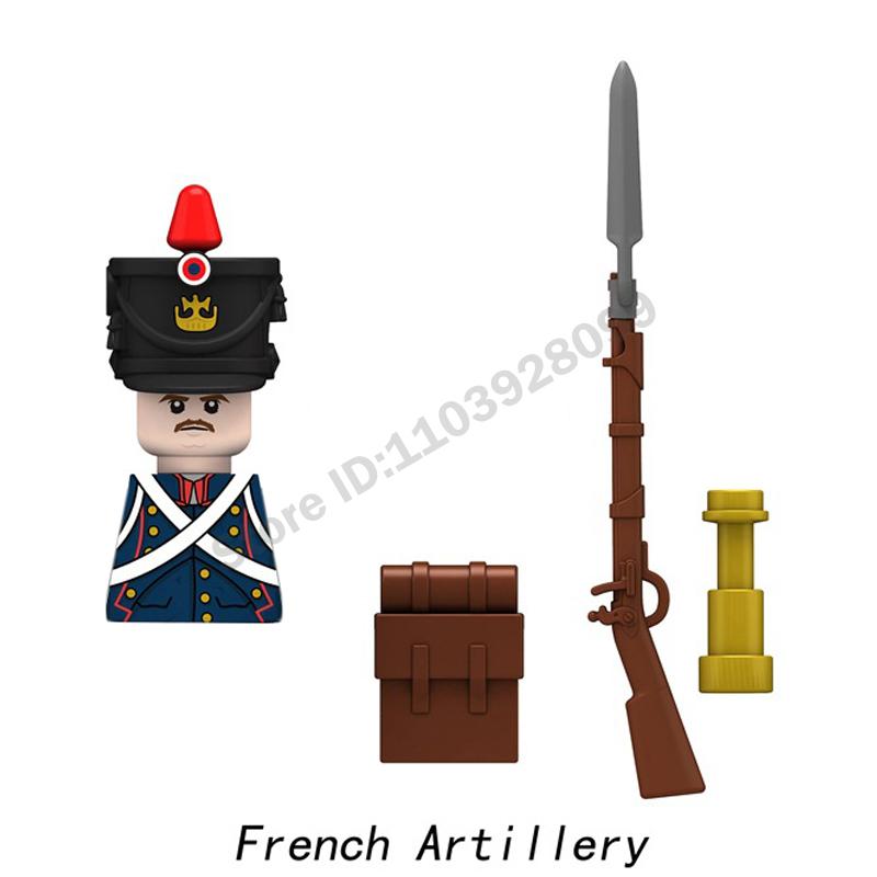 Middle Ages Military Napoleonic Wars Figures Building Block British French Prussia Infantry Knight General Duke Characters Brick