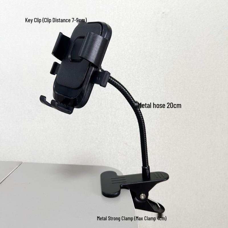 Flexible Metal Phone Stand with Clamp for Live Broadcasts and Selfies
