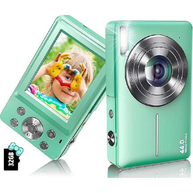 Digital Camera 1080P 44MP Digital Cameras, Digital Point and Shoot Camera for Kids with 16X Zoom, Anti-Shake, Compact Small Travel Camera for