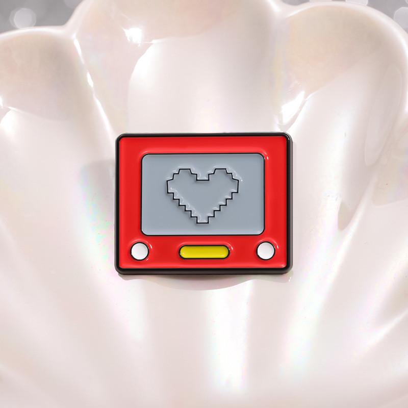 Geometric Red Decorative Heart Brooch With Fun Cartoon Design For Lovers Fashion