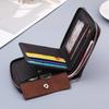 Men's Canvas and Leather Short Wallet with Zipper, Coin Purse, and Multiple Card Slots