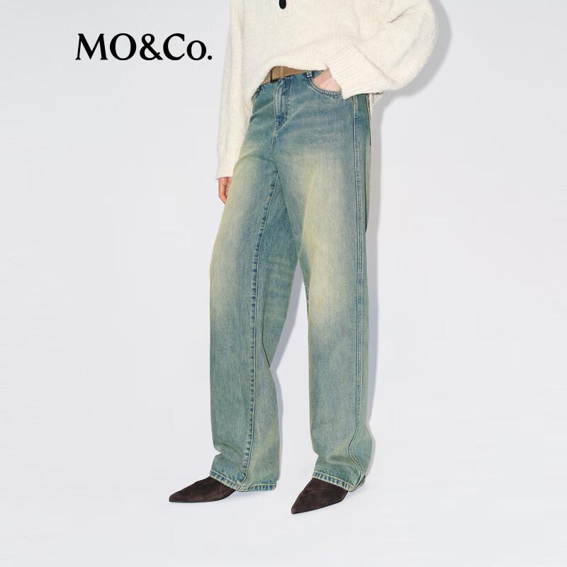 MO&Co. Women's Washed Denim Regular Fit Jeans