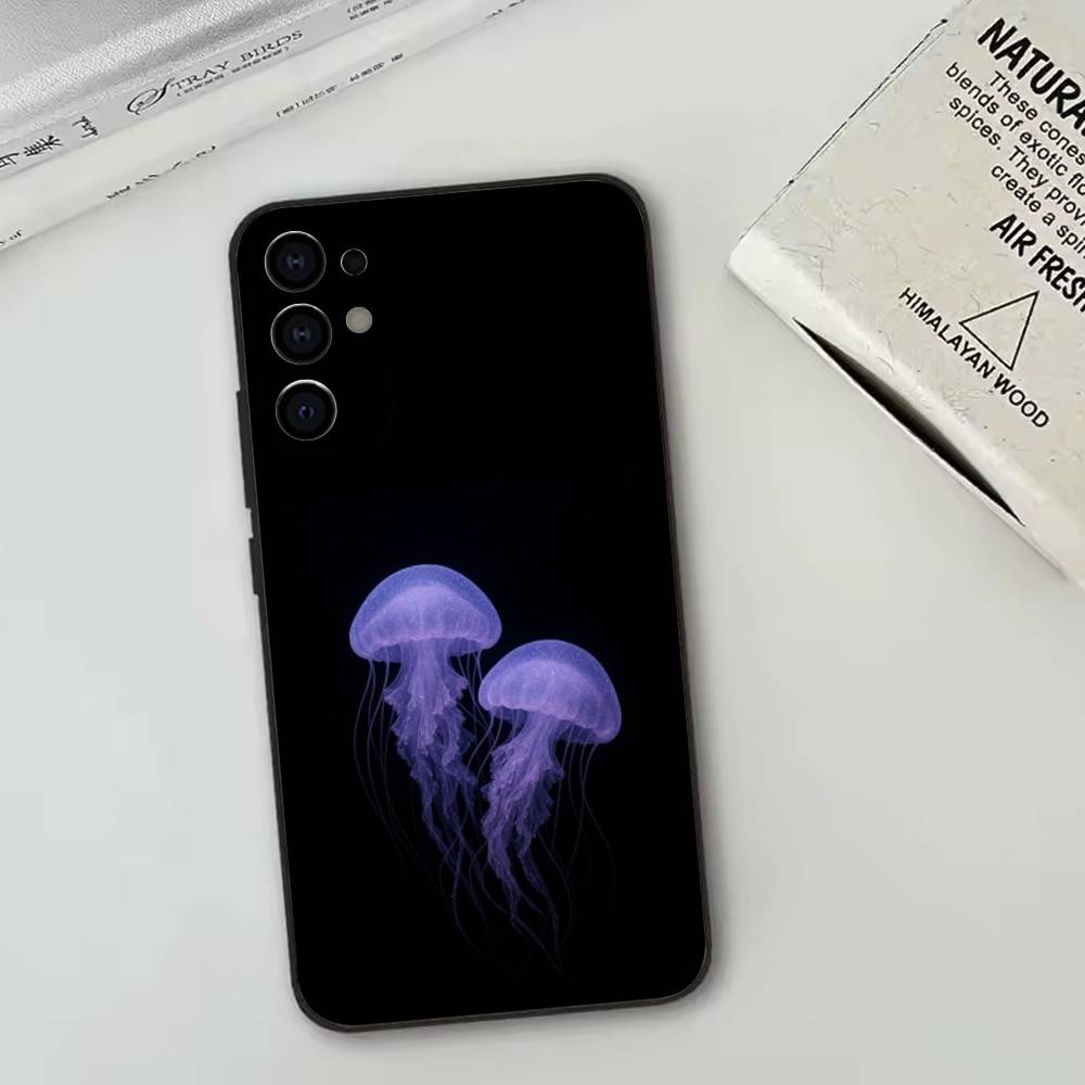 Jellyfish Oceanic   Phone Case Black Silicone Soft For Samsung S25,S24,S21,S22,S23,S30,Ultra,S20,Plus,Fe,Lite