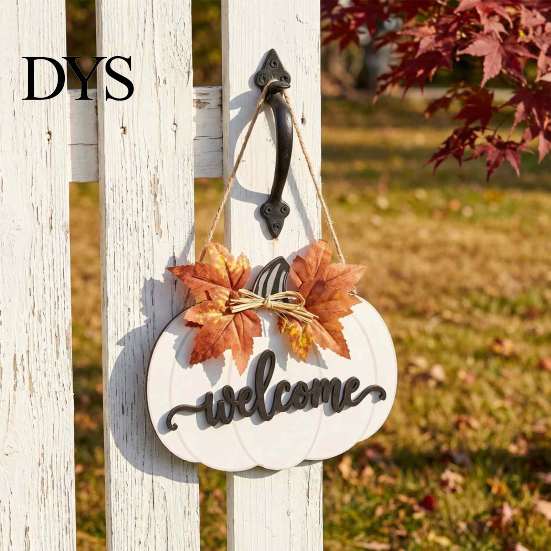 Forniture per Festa del Ringraziamento Segno di Benvenuto in Legno a Forma di Zucca per Porta d'Ingresso, Ciondolo Appeso Rustico del Raccolto Autunnale con Decorazione Murale Autunnale in Stile Fattoria 3D Goffrato