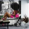 Beautiful Black Pattern Shower Curtain Waterproof For Room Home Hotel Machine Washable Curtain Waterproof Bathroom