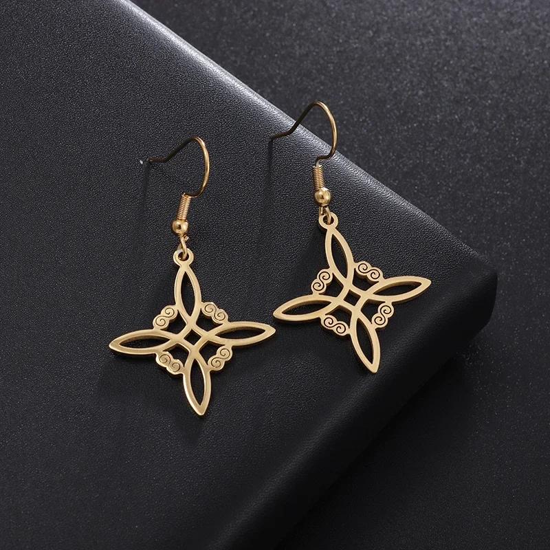Fashion Charm Witch Knot Necklace Stainless Steel Irish Celtic Knot Pendant Witchcraft Amulet Magical Jewelry Gift for Girls